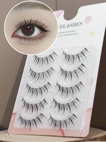 5 Pairs Of Manga Fairy - Style False Eyelashes! These Natural, Wispy Lashes With Transparent Stems Feature An Anime - Inspired Comic Design, Ideal For A Stunning Bright - Eye Makeup Look, Whether For Daily Routine Or Anime - Themed Events