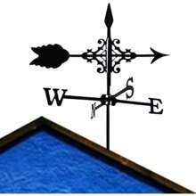 Weathervane, Vintage Black Metal Weathervane With Wind Direction Indicator For Outdoor, Garden, Roof And Fence Decoration