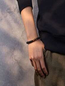 1 pieza Pulsera con cuentas con diseño de béisbol y tarjeta de bendición, pulsera con dije de cruz