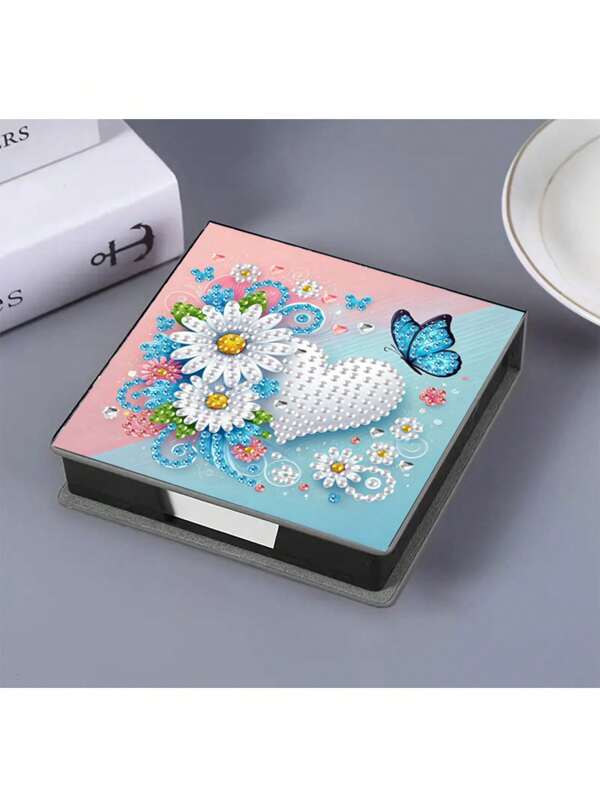 1 pièce Peinture diamant asymétrique 5D avec motif papillon et fleur DIY, avec 160 pièces de bloc-notes. Idéal pour la maison, le bureau et les fournitures scolaires, l'artisanat, la papeterie mignonne, les cadeaux de vacances