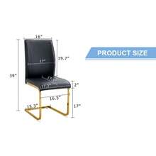 Juego de 4 sillas de comedor de lujo y sencillas con estructura de metal dorado en forma de arco y asiento de material PU negro de alta resistencia - Negro + Oro + Metal + PU1 - Ver 8