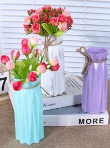3pcs Minimalist Style Geometric Design Lace Up Decorative Vase With Tie Bow Bottle, Suitable For Modern Home Decor, Table Centerpiece, Bedroom Decor, Wedding Bridal Room, Holiday Party