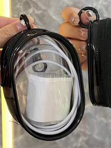 5pcs/2pcs/1pc Portable Mini Transparent Zipper Storage Bags, Compact Multifunctional Organizer, Earphone & Charger Case With Keychain, Transparent Travel Accessory Pouch