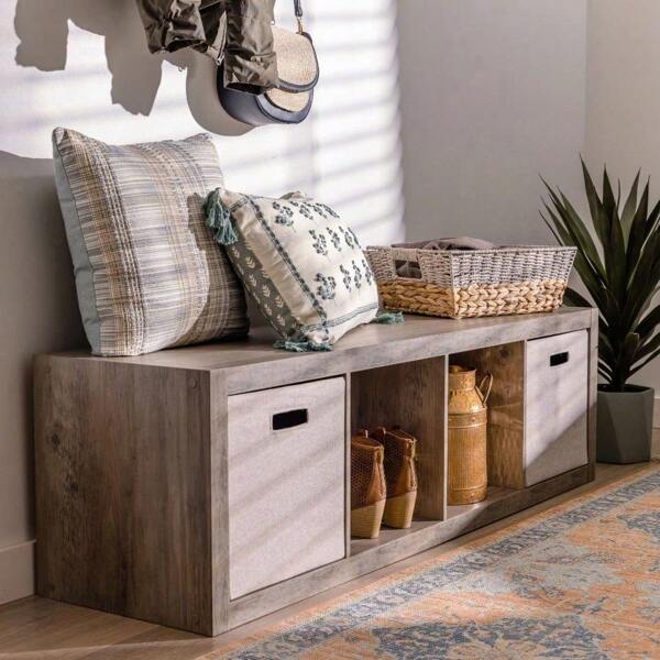 JYUsecond To None4-Cube Vertical Storage Organizer, Rustic Gray