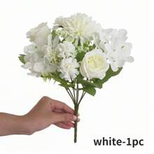 1/4 Peças Buquê de Peônia de Seda, Hortênsia e Crisântemo - Perfeito para Casamentos, Noivados e Decoração Doméstica | Acento de Mesa de Primavera, Decoração de Outono