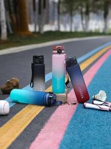 1pc, Large Capacity Frosted Gradient Color Fashion Sports Water Bottle Portable Outdoor Plastic 1000ml Water Bottle With Rope