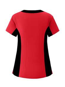 (Four-Piece Set) Scrubs Uniform Women's Running Matte Elastic Sports Nurse  Uniform Wash Clothes Work Clothes Breathable Scrub Shirt - Đỏ - Xem 10