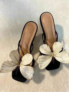 Unique Design Butterfly Strap High Heel Sandals 2025 New Elegant Fairy Style Platform Wedges - Black - View 1