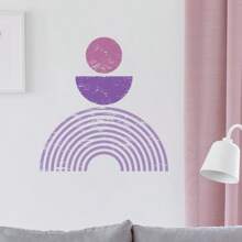 Boho Art Geometric Circle & Semi-Circle Surface & Line Abstract Art Wall Sticker, Plastic Waterproof, Detachable, Self-Adhesive, Easy Peel And Stick, Removable Abstract-Theme Home Art Decor