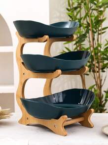 Coupe à fruits multicouche en bambou et bois, plateau de service moderne et créatif pour desserts et collations, décoration élégante pour le comptoir de cuisine à la maison