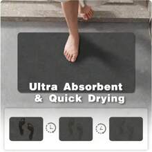 1pc Solid Color - 23.62x15.75 Inches, Soft Diatomaceous Earth Non-Slip Bath Mat, High-Density Diatomite Surface Provides A Soft Feel For Feet, Quick Absorption And Rapid Drying, Resistant To Abrasion, Colorfast, Rubber Design On The Bottom With Friction Patterns, Tightly Grips The Surface, Anti-Slip, Suitable For Kitchens, Bathrooms, Toilets, Living Rooms, Dining Rooms, Etc., A Beautiful Decoration For Home Use, A Wonderful Gift For Holidays.