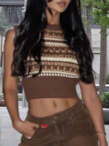 Women's Striped Tank Top, Fashion Versatile Casual Stylish Look, Suitable For Spring/Summer - Brown - View 8