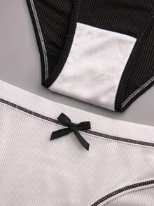 4pcs Women Soft Milk Silk Bowknot Comfy Loose Fit Sports Triangle Panties