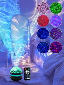 1pc LED Smart LED Portable ABS Material Water Ripple Lamp, Aurora Projection Lamp, 16 Kinds Of Lighting Effects, LED Color Changing Lamp, Galaxy Star Projector, Bedroom Light Projector, Starry Sky Projector, Star Whirl Color Lamp, Seven-Color Rotating Atmosphere Lamp, Magic Projector, Adult Room Decoration, Home Decoration, Home Theater, Ceiling, Gift, Camping, Wedding Decoration, Holiday Party, Let Your Home Be Breathtakingly Beautiful.