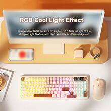 BOW Teclado inalámbrico recargable de 99 teclas con volumen giratorio, iluminación RGB, compatible con Bluetooth 5.0/2.4G/USB-C y varios dispositivos Win/Android/iOS/macOS (1500mAh) - Multicolor - Ver 6