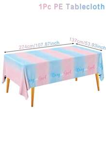 1Pc Pink Blue Gender Reveal Party Tablecloth, Table Cover,Disposable Tablecloth, Waterproof Tablecloth,Party Supplies, Waterproof Plastic Table Cover, Dining Room Decor, Party Decor,Table Decor