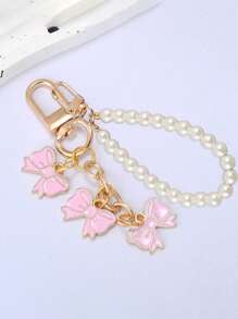 Elegant Bow Pendant With Pearl Pendant, Keychain Accessories Cute Keychain, Girls Wallet Bag Accessories, Perfect For Phone Cases, Cameras, Bags And Keychains,Going Out Clothing Accessories, Party Accessories, Gifts, Souvenirs,Gifts For Friends, Family, Girlfriends,Mother's Day Gift