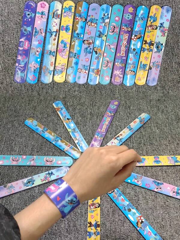 Disney Disney 12pcs/24PC/36PC Disney Lilo & Stitch Stitch Cartoon Character Pattern Type Bracelet,Clap Bracelet Suitable For Gift And Party Wear, Theme Party Bracelet, Suitable For Birthday, Party, Classroom Decoration And Classroom Reward, Party Decoration | Theme Party Decoration