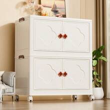 1/2/3/4/5 Layer Storage Cabinet, Clover Double Door Household Multi-Layer Folding Storage Cabinet For Toys, Books, Snacks