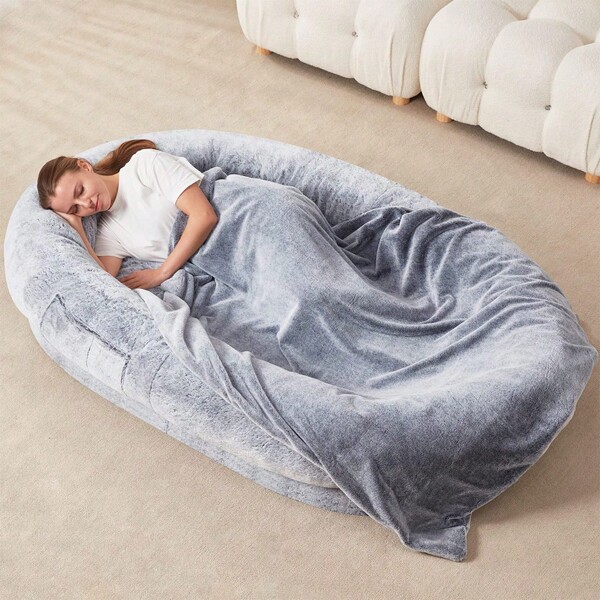 Lit de chien isolé pour utilisation humaine, grand coussin d'éponge amovible et chaud pour l'hiver, tapis de couchage pour animaux de compagnie