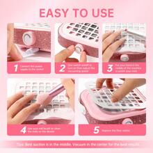 CHRISTINE SHELLY Nail Dust Collector, Mini Type-C Diamond Vacuum Fan Dust Collector For Beginner With 30PCS Cotton, Powerful Dust Suction Machine Manicure Pedicure Tool For Acrylic Nail Polishing,Home - kim cương hồng - Xem 5