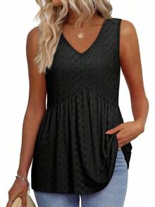 OFEEFAN Womens Tank Tops 2025 Flowy Peplum Tops For Women Dressy Sleeveless V Neck Babydoll Tank Tops - màu xanh lá - Xem 6