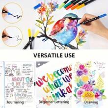 60 Colors (CD Packaging)Dual Brush Painting Watercolor Pens& Art Markers Set , Art Special Hook Line Pen Set , Plastic Material, Flexible Brush & Fine Tip, For Adult Coloring, Sketching, Stationery,Christmas & Halloween&Easter Gifts, School Supplies,Back To School