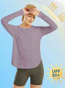 Women Fitness Yoga Top, Quick Dry Shirt For Running, Gym & Workout, Stretchy Compression Base Layer