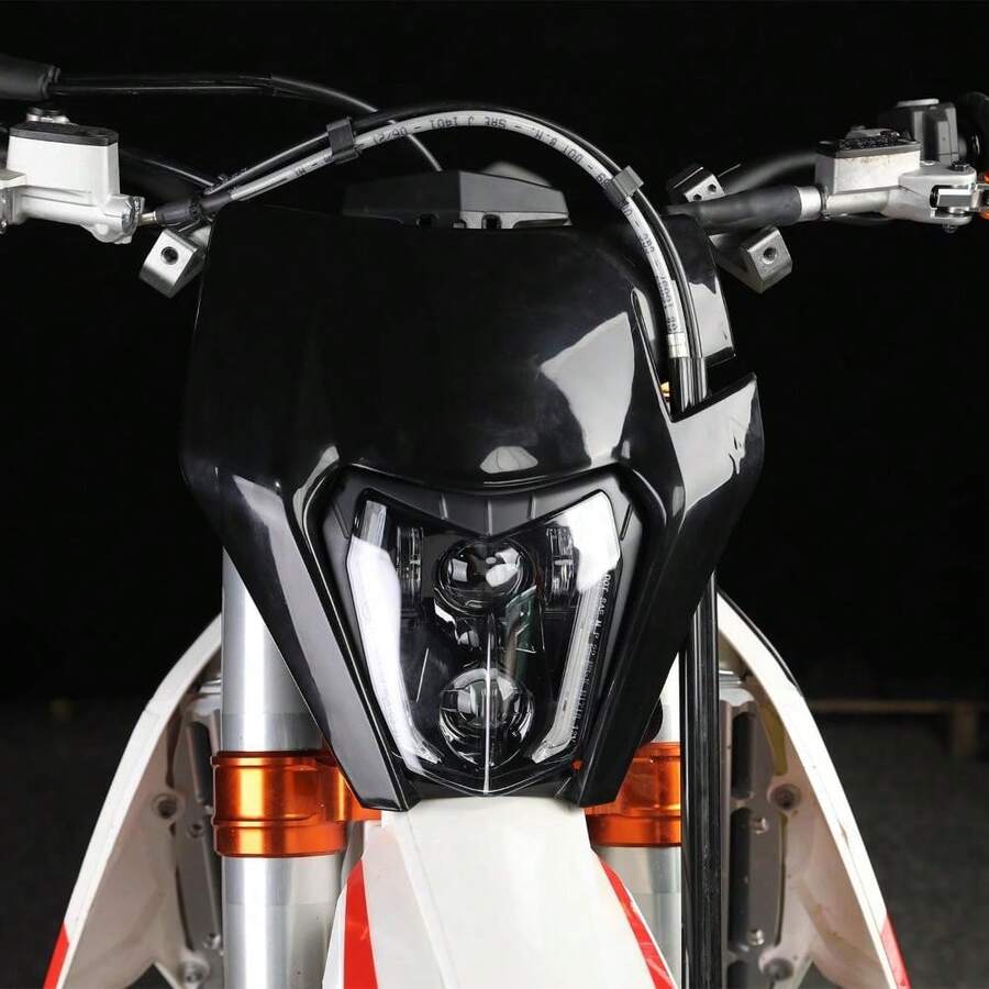 Dirt Bike Headlight LED With Turn Signals Universal Headlight Kit Light For Enduro Dirt Bike Motocross Supermoto ATV-White - Black - View 1