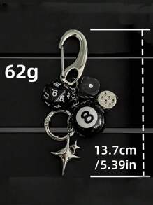8pcs Dice Pendant Keychain, Handmade DIY Decoration Charms, Vintage Style Keyring, Suitable For Gifts, Bags, Keys, Car Ornaments