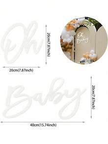 毛毡材质 Oh Baby 婴儿洗礼背景标语 - 毛毡 Oh Baby 标语派对横幅 男孩女孩婴儿洗礼装饰 性别揭晓 1 岁生日派对摄影背景 - 白色 - 白色 - 查看 2