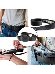 Cinturón Antirrobo Para Ocultar Dinero Seguridad Con Zipper - Negro - Ver 5