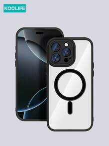 1pc Koolife Magnetic Wireless Charging, Metal Button, Built-In Lens Film, Skin-Friendly Transparent Anti-Fall Full Coverage Phone Protective Case, PC+TPU, Compatible With IPhone 17 ProMax/17/17 Pro/17 Air/12/12 Pro/12 ProMax/13/13 Pro/13 ProMax/14/14 Plus/14 Pro/14 ProMax/15/15 Pro/15 Plus/15 ProMax/16 Pro/16 Plus/16e/16 ProMax