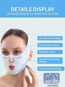 1PC-Facial Bandage, Surface With Patterns, Facial Lifting Mask, Sleeping Mask, Chin Strap, Facial Beauty Lifting Belt, Lifting Mask Can Be Used Sleeping, Exercising And Yoga. They Are Lightweight, Breathable, And Upgraded Material, No Wrinkles When Wearing.