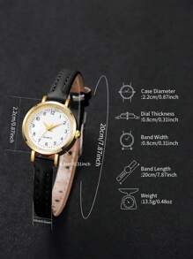 1pc Women's Minimalist Fashion Small Dial Elegant Quartz Wrist Watch, Slim Leather Band (Watch Box Not Included)