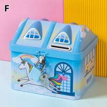 1pc Metal Piggy Bank, Cartoon House Shaped Metal Coin Bank With Lock Best - Multicolor - View 16