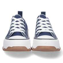 shoes&blues.es Women's Platform Sneaker, Comfortable, Sneaker Style, Canvas Material, And Lace-Up Closure - 藍色 - 查看 3