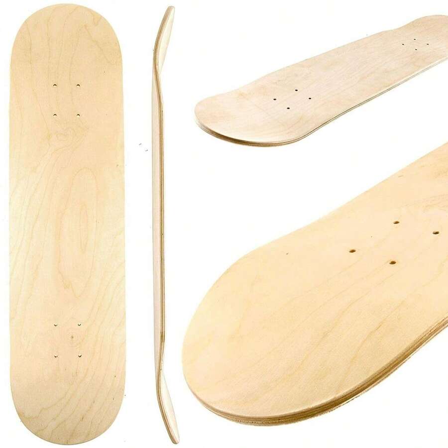 1 Pack  8inch 8-Layer Maple Blank Double Concave Skateboards Natural Skate Deck Board - Brown - View 1