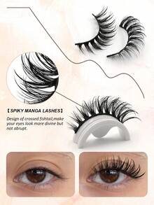 Asiteo 5 Pairs Exaggerated Cartoon Big Eye Effect False Eyelashes, Full Strip Lashes, Spiky Cartoon False Lashes, Suitable For Daily Wear, Cosplay, Party Makeup - 尖尾漫畫款 - 查看 6