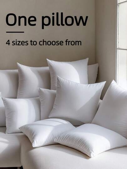 1pc Pure Wit Kussen Insert, Size Options, Bedroom, Hotel, Motel, Sofa, Zachte Com table, Fluffy