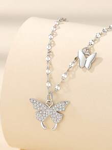 1pc S925 Sterling Silver Hypoallergenic Butterfly Pendant Necklace, Suitable For Daily Wear, Birthday Gift Jewelry For Women