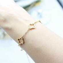 1 pieza Pulsera de acero inoxidable minimalista con flor de cuatro hojas hueca, adecuada para uso diario o fiesta de las mujeres, gran regalo para el Día de la Madre