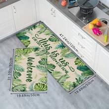 1pc Summer Minimalist Fresh Leaf Printed Doormat, Soft Non-Slip Absorbent Washable Area Rug For Kitchen, Bathroom, Bedroom, Laundry Room - Multicolor - View 3