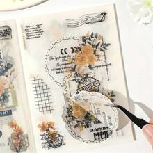 20 Sheets Floral Dream Sticker Book - Dual-Material PET & Washi Stickers, Vibrant Flower Designs For DIY Journal, Scrapbook, Laptop, Water Bottle & Skateboard, Matte Finish, Self-Adhesive, Scrapbook Stickers