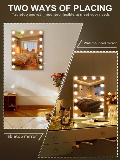FENCHILIN Vertical LED Illuminated Makeup Mirror, USB Plug In Spiegel Lighting Powder Room, Bedroom White, 40cm 50cm view 3