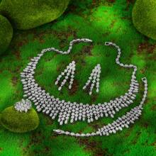 Luxury 4pcs Water Drop Flower Zirconia Jewelry Sets For Women Wedding Jewelry Sets Dubai Arabia Bridal Accessories