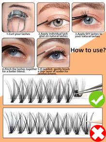 60 Clusters 3 Rows D Curl 20D Lash Clusters Synthetic Faux Mink Eyelashes Individual Lashes, Fluffy Mega Volume Eyelash Extensions 8 10 12 14 16mm DIY Eyelash Clusters At Home Natural Eyelash Extension 3D Russian Strip Personal Eyelash Makeup Tool
