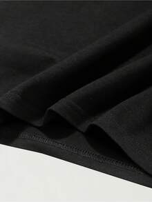 Toddle Girls Cotton Grandma Letter Pattern Short Sleeve T-Shirt, Comfortable Breathable Crew Neck Top, Children's Clothing - 黑色 - 查看 6