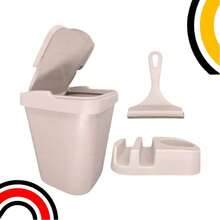 Kit Pia Porta Detergente/Rodo de Pia/Lixeira Cozinha Area Gourmet Banheiro Conjunto Pia - Bege - Visão 3