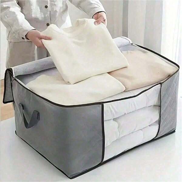 1pc Blanket Storage Bags With Zipper, Non Woven Foldable Comforter Storage Bag, Large Organizers For Blankets, Pillow, Quilts, Linen, Storage Containers With Clear Window